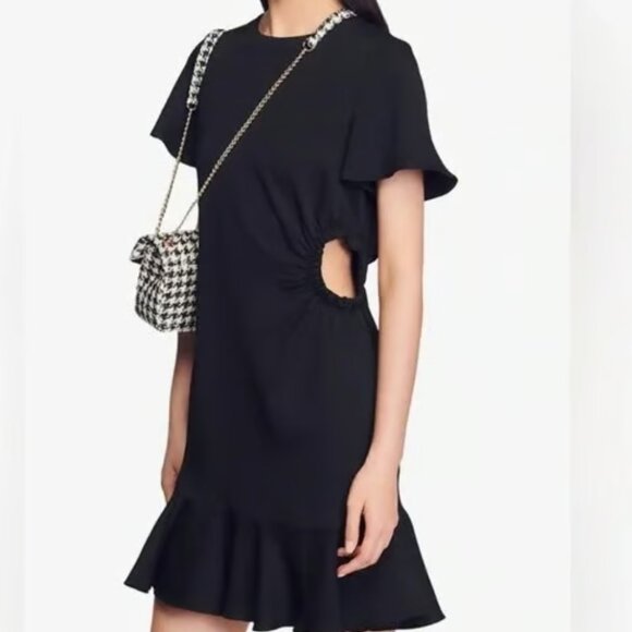 Sandro Tessa Mini Dress In Black Size 40 - Picture 6 of 8